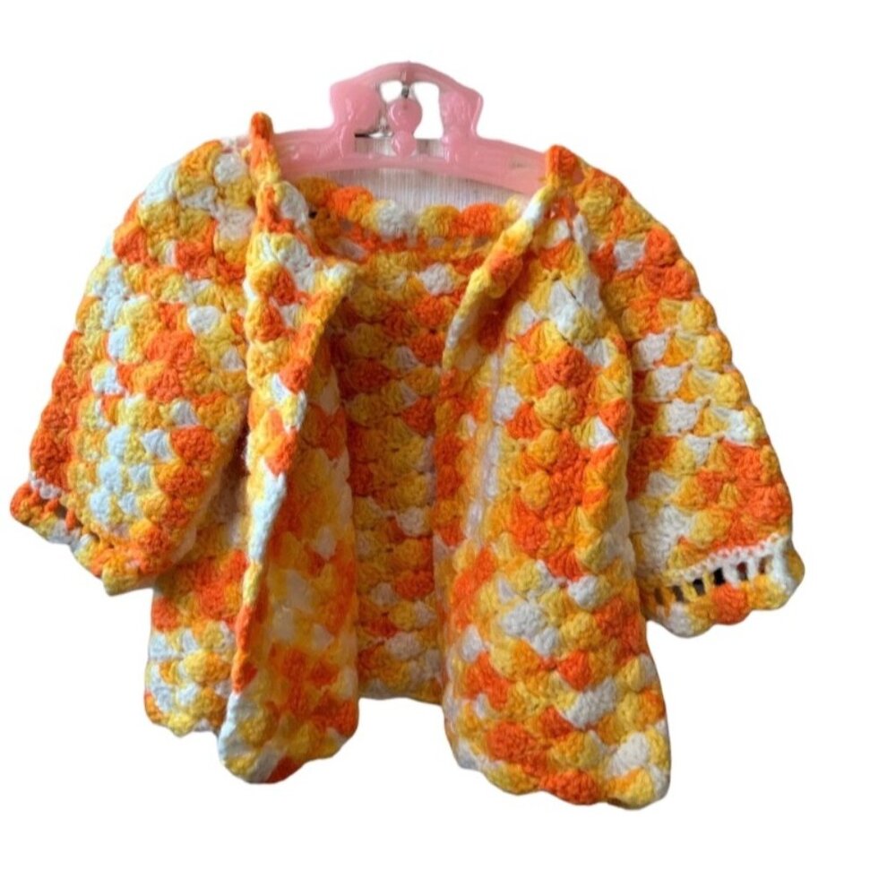 Vintage Granny Knit Retro Sweater Open Cardigan